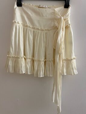 Ramy Brook Butter Yellow Tiered Ruffle Mini Skirt with Side Tie